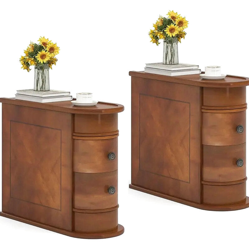 Solid Wood Chairside End Table, Two Drawers, 23.62'D x 10.63'W x 23.62'H