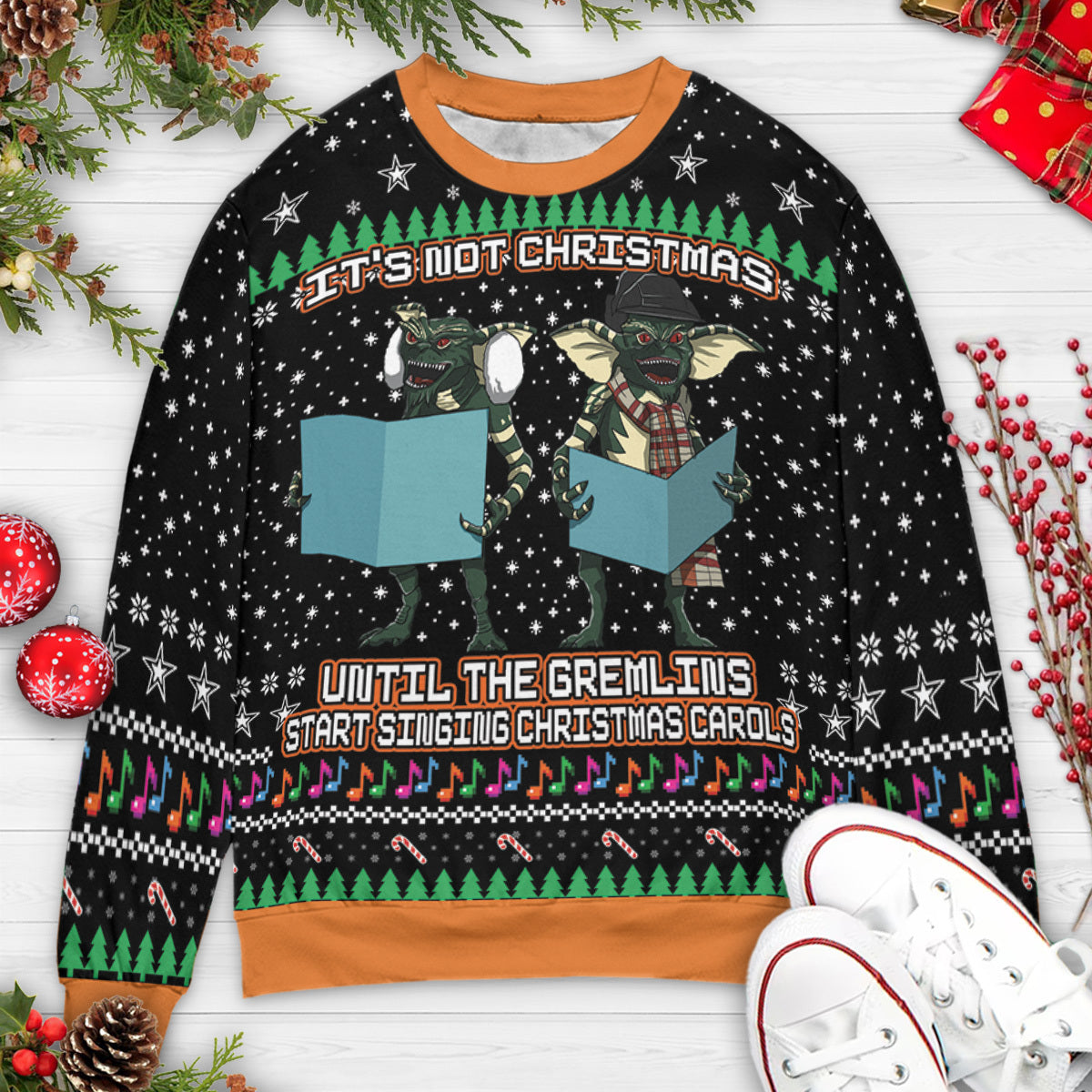 Gremlins Start Singing Christmas Carols Ugly Christmas Sweatshirt