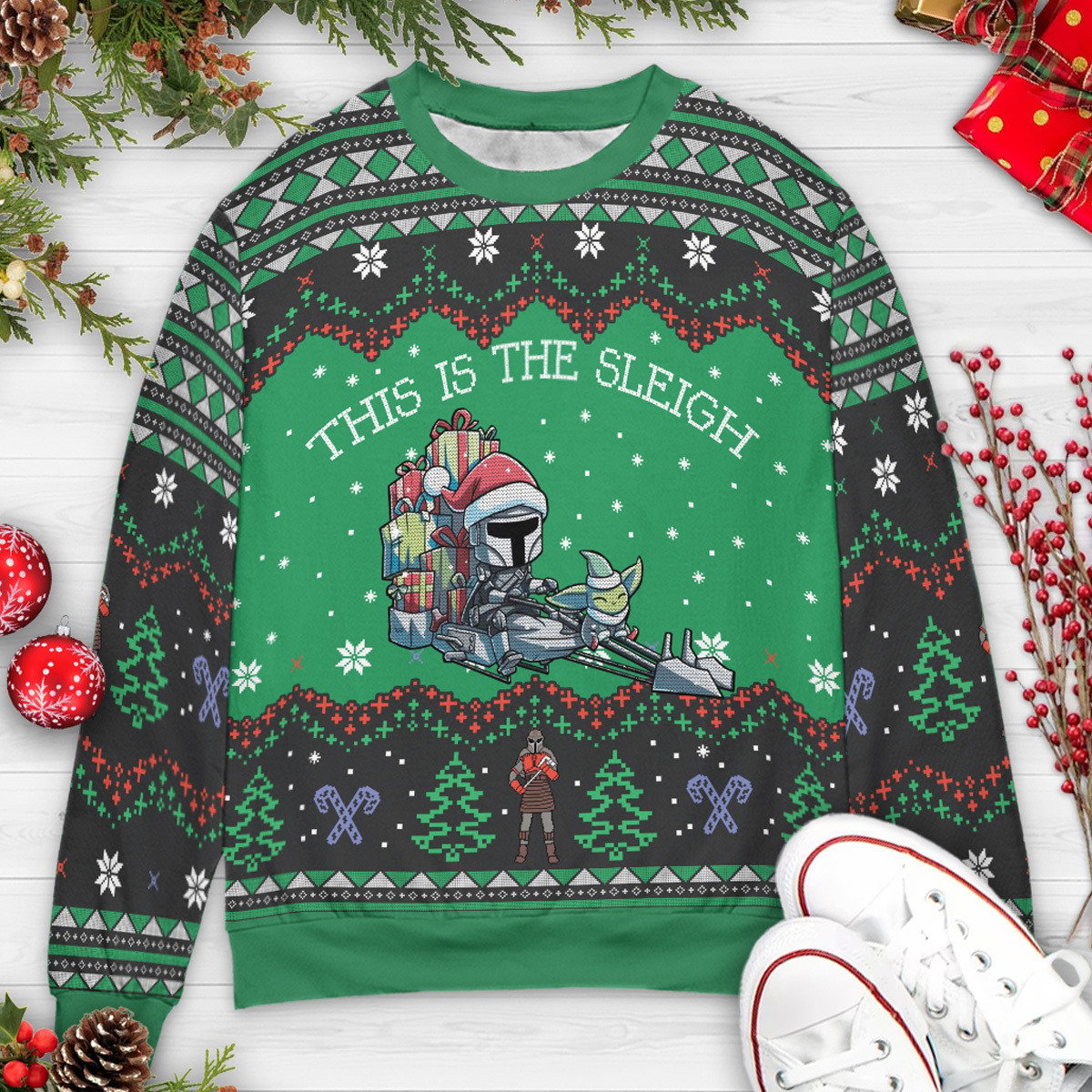This is Sleigh Baby The Mandalorian Star Wars Ugly Christmas Sweatshirt