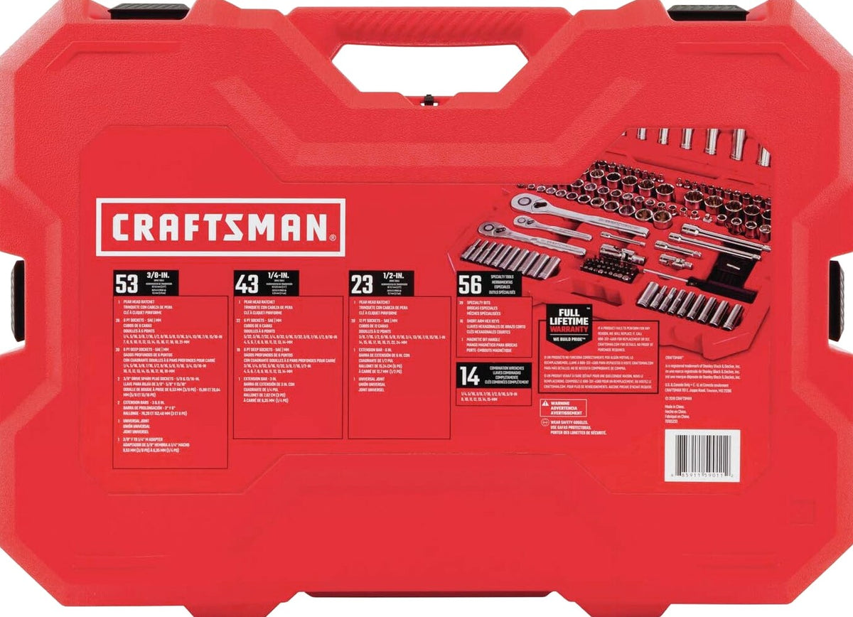 CRAFTSMAN Mechanics Tool Set, 1/4 and 3/8 Inch Drive, 189 Piece - CMMT12134