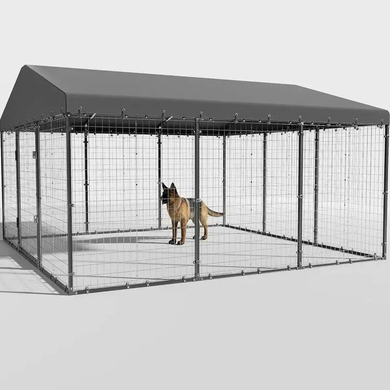 Kullavik Extra-Large Heavy-Duty Outdoor Dog Kennel - 118 x 118 x 70 Waterproof Roof Enclosure