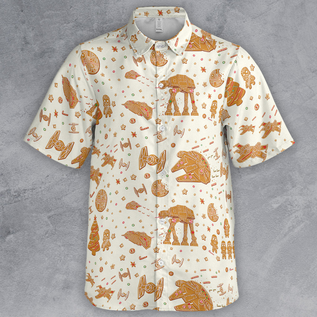 Gingerbread Christmas Star Wars Button Down Shirt