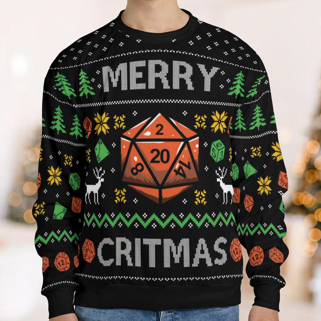 Merry Critmas DnD Ugly Christmas Sweatshirt