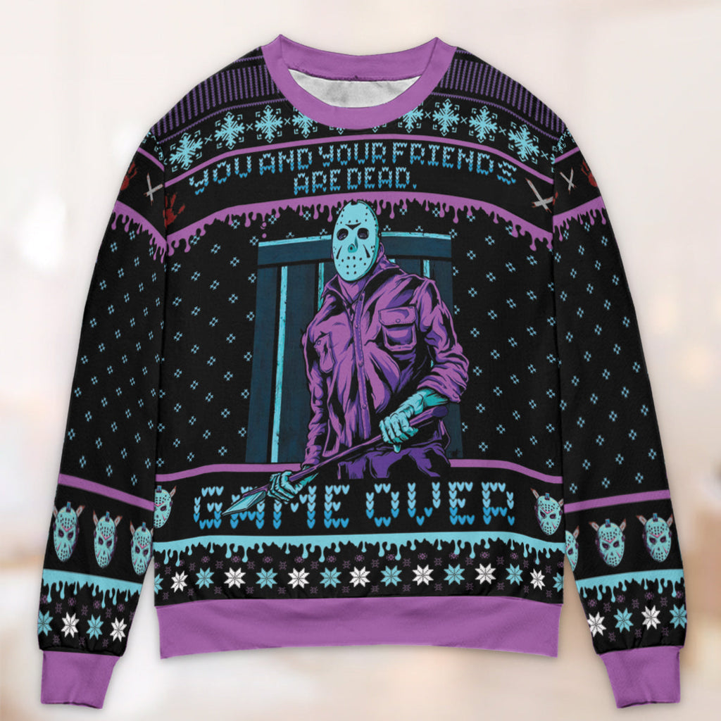 Game Over Friday the 13th Ugly Christmas Sweatshirt