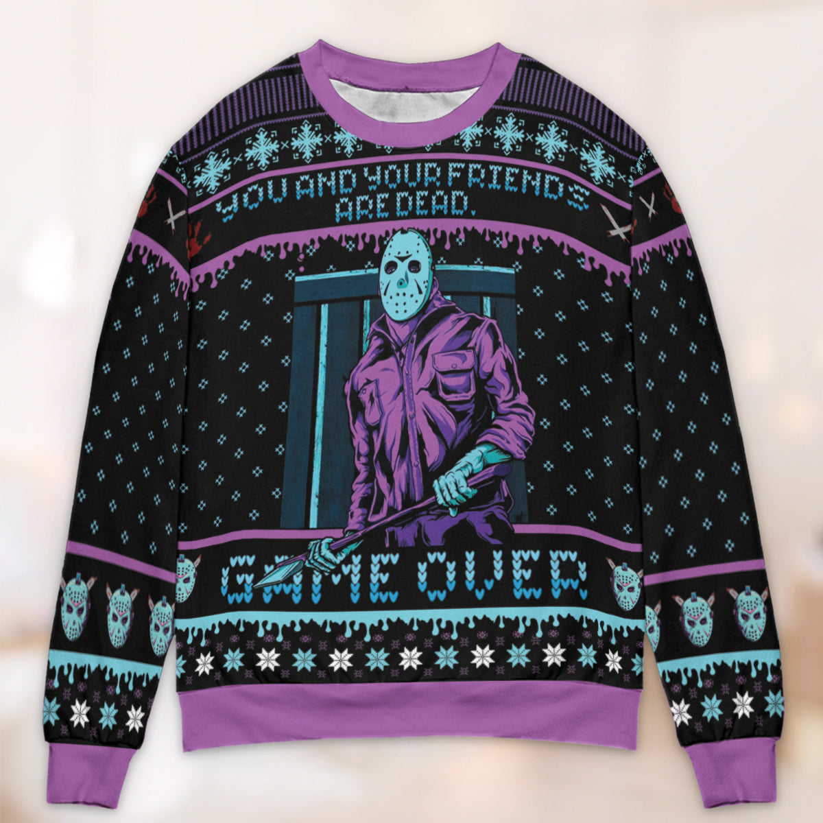 Game Over Friday the 13th Ugly Christmas Sweatshirt