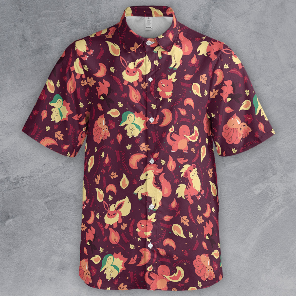 Fire Pokemon Pattern Button Down Shirt