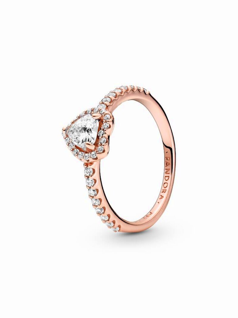 Rose Gold-Plated Heart Halo Ring