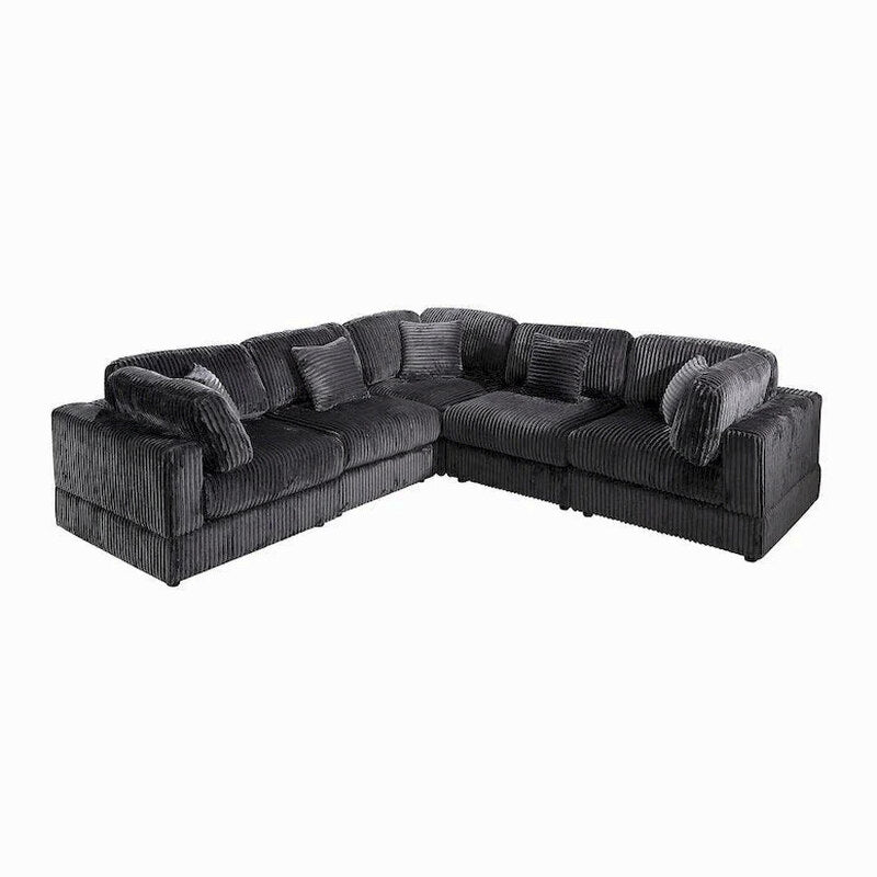 6-Piece Corduroy Upholstered L-Shaped Modular Sectional Sofa