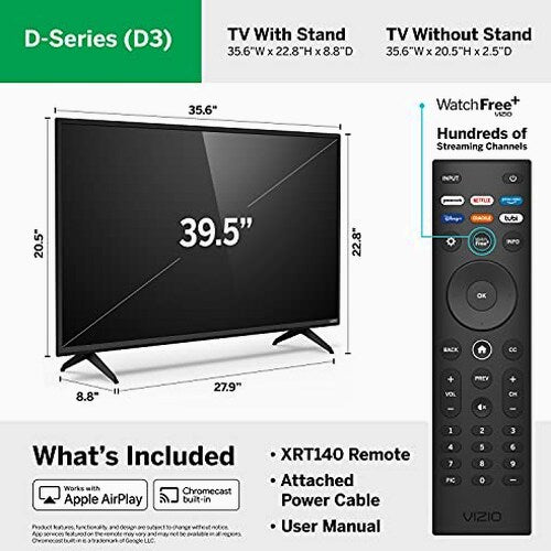 VIZIO 40-Inch D-Series Full HD 1080p Smart TV With AMD FreeSync And Apple AirPlay - D40F-J09