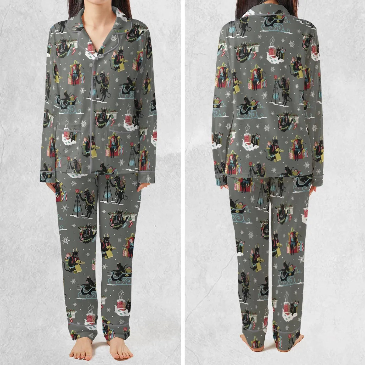 Unusual Christmas Krampus Pajamas Set