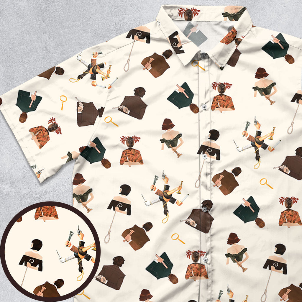 Clue The Movie Characters Pattern Button Down Shirt