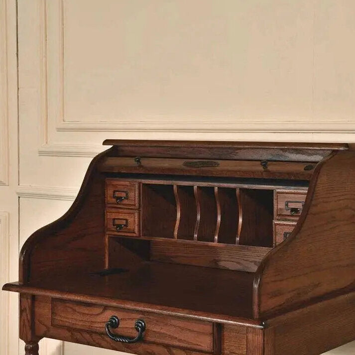 32in Mini Roll-Top Desk With Integrated USB Charging Port