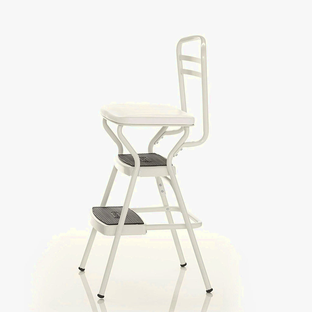 COSCO Stylaire Retro Chair And Step Stool With Flip-Up Seat - White, One Pack