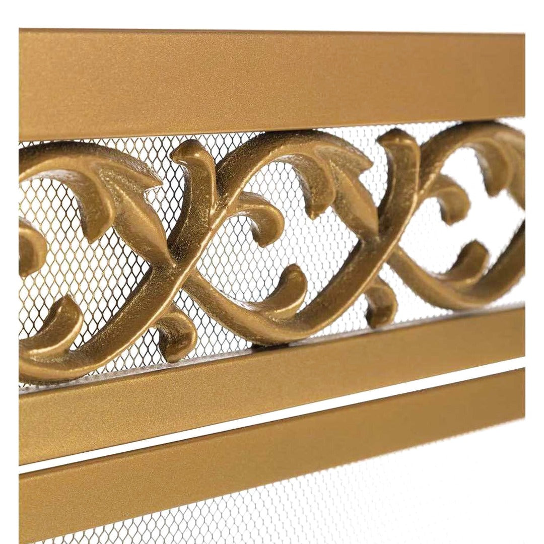 Plow & Hearth Small Cast Iron Scrollwork Fireplace Fire Screen With Doors