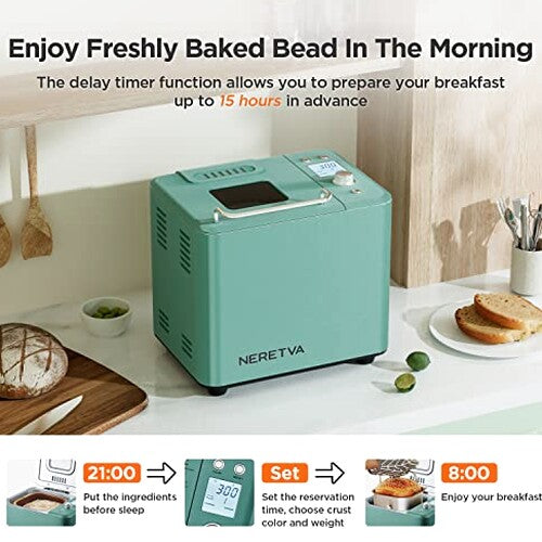 Neretva Automatic Bread Maker Machine With Sourdough Setting - 20-in-1
