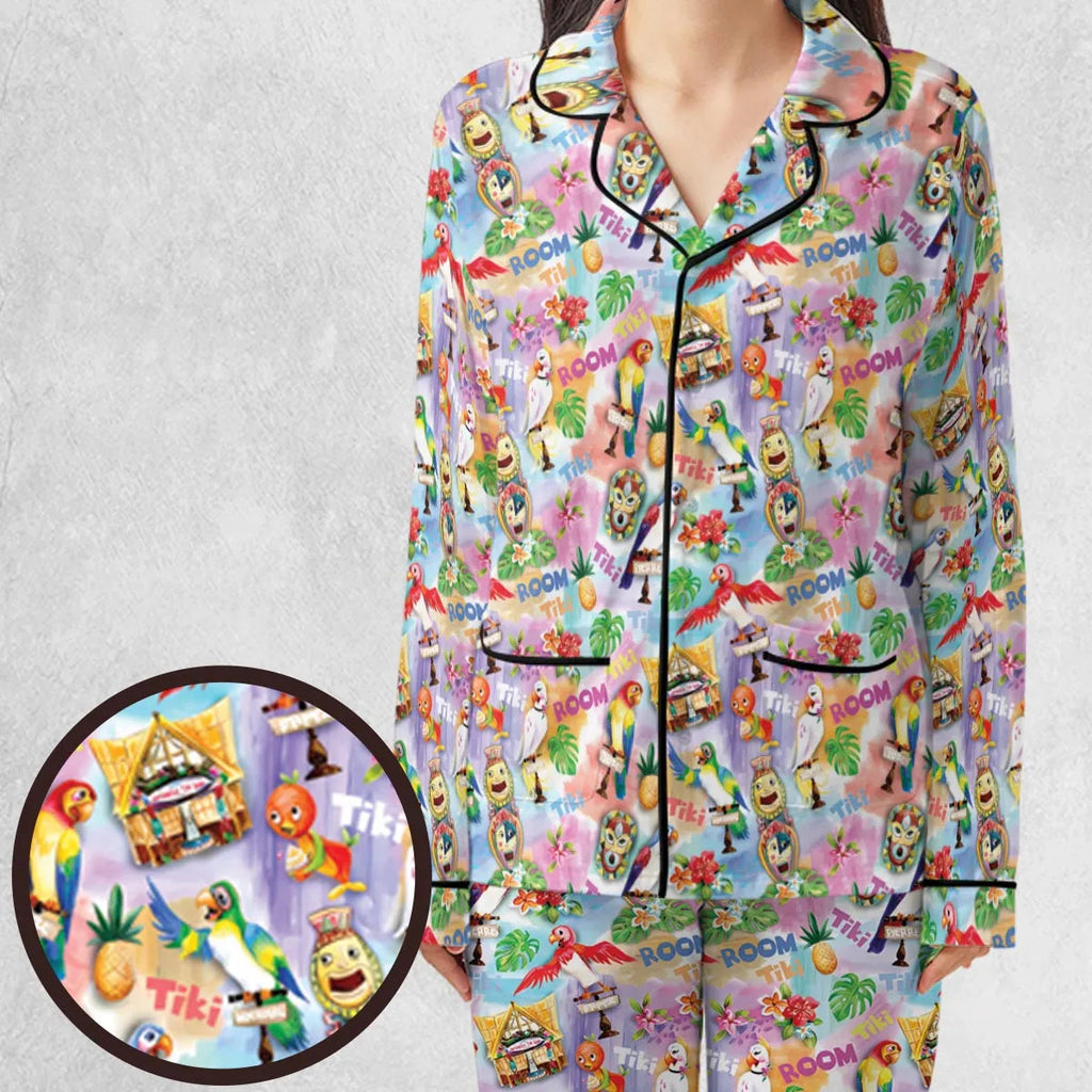 Tiki Room With Orange Bird Pajamas Set