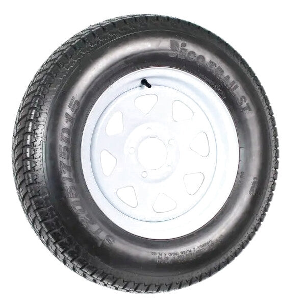 Trailer Tire & Wheel Combo ST205/75D15 Load Range C White Spoke Rims 2-Pack