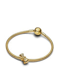 Gold Tone Bow Charm Chain Bracelet Set