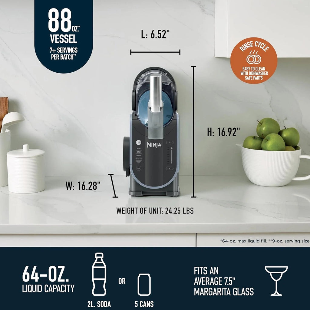 SLUSHi Frozen Drink And Slushie Machine, 88 oz, 5 Preset Programs, Black - FS301