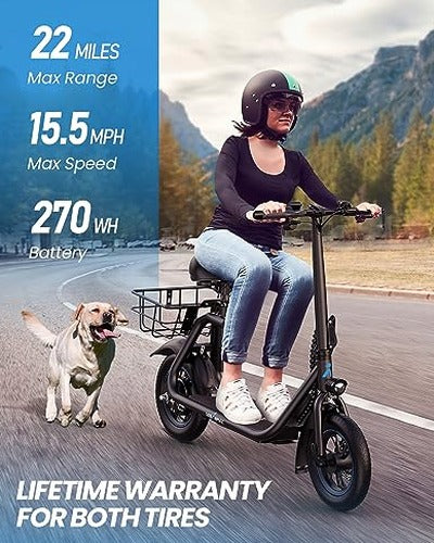 URBANMAX Electric Scooter With Seat, 450W, 22 Miles, Black - C1