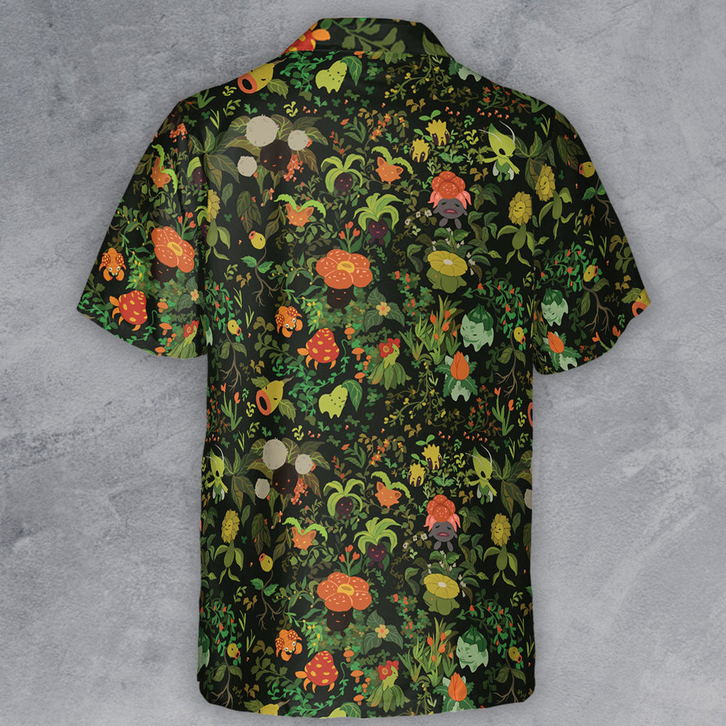 Grass Pokemon Patterns Button Down Shirt