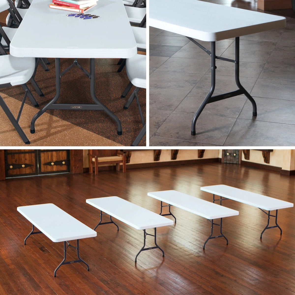 Lifetime 4 8-Foot Rectangle Folding Tables And 32 Chairs Set, White Granite - 80147