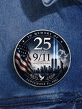 9 11 25Th Anniversary We Will Never Forget Button Pin Patriotic 911 Tribute Merchandise