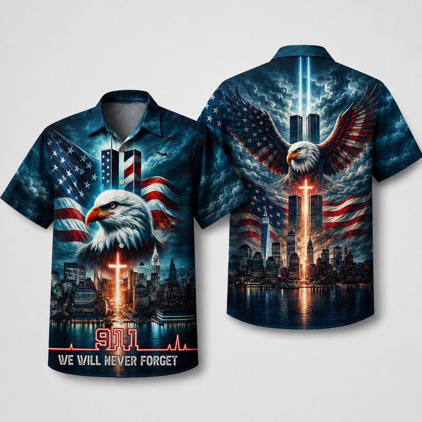 Faith Rising 9 11 Eagle Memorial Hawaiian Shirt 911 25Th Anniversary Never Forget Clothes Best Patriotic Gift