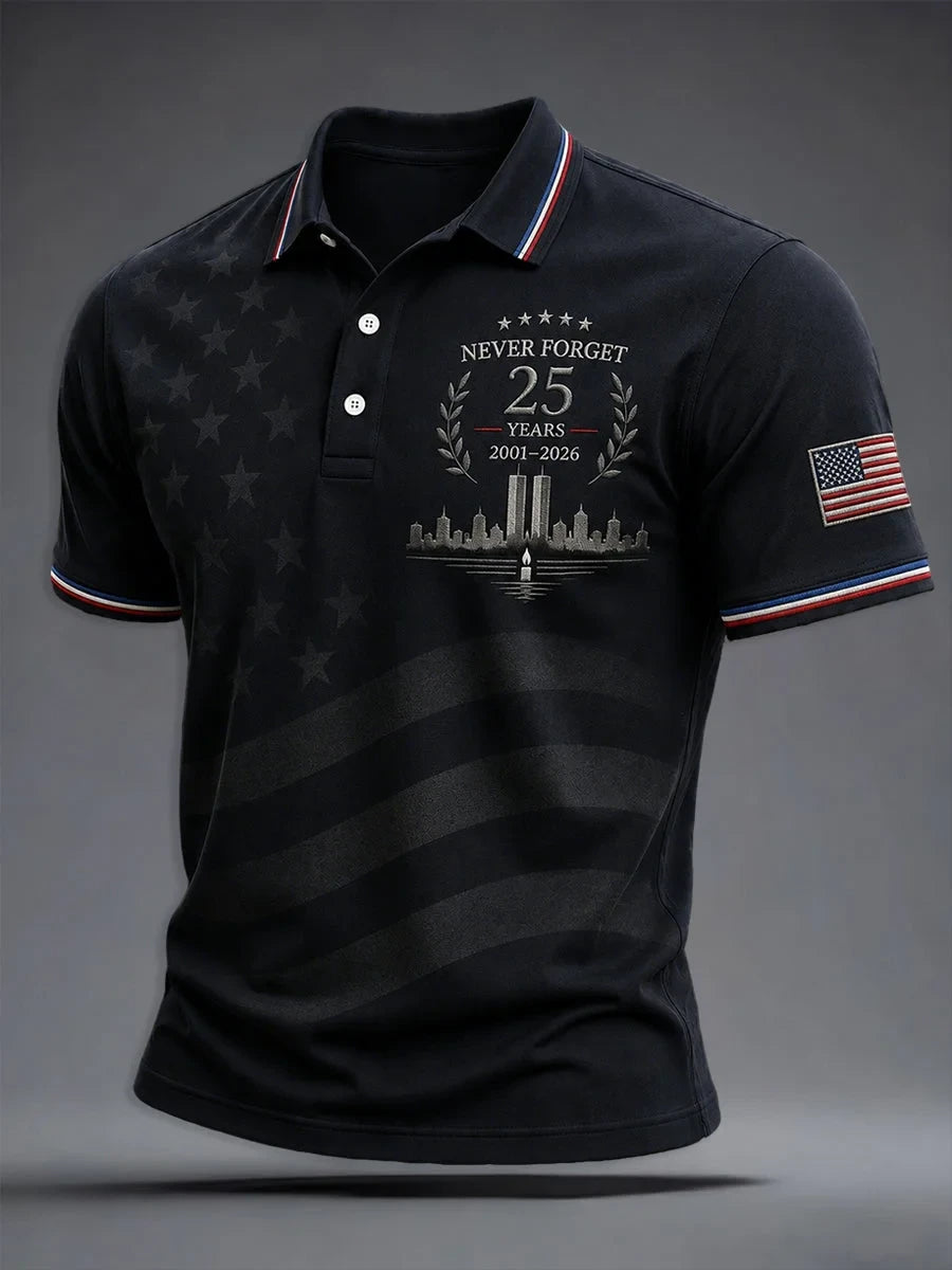 911 25Th Anniversary Never Forget Polo Shirt 9 11 Memorial Apparel Best Gifts For Husband