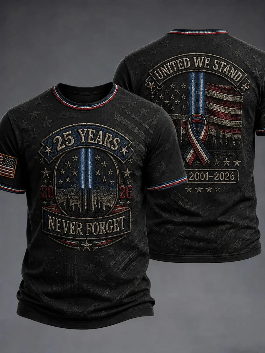 9 11 25Th Anniversary We Will Never Forget T-Shirt 911 25Th Anniversary Never Forget Clothing