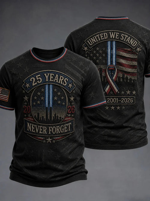 9 11 25Th Anniversary We Will Never Forget T-Shirt 911 25Th Anniversary Never Forget Clothing