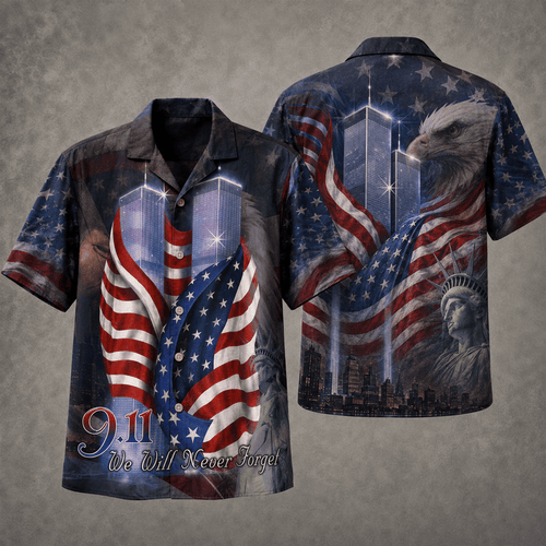 9 11 Eagle Liberty Memorial Hawaiian Shirt Twin Towers Tribute Aloha Shirt Present For Him