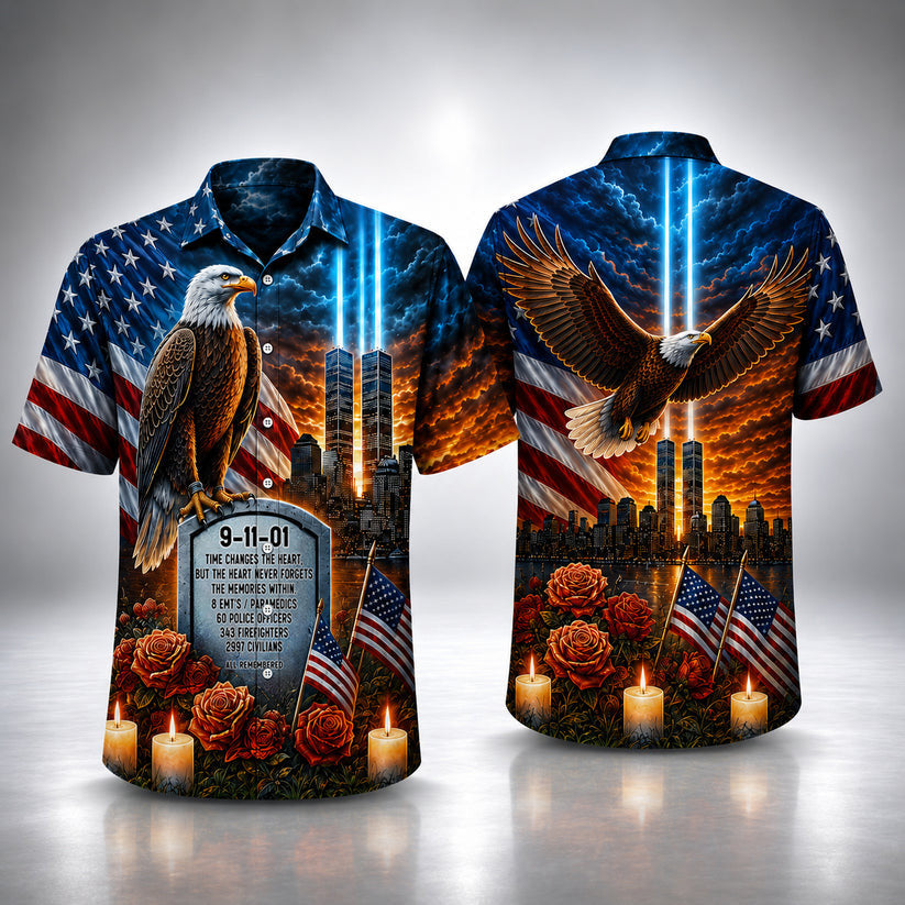 9 11 Eagle Memorial Hawaiian Shirt Roses Of Remembrance Aloha Shirt Birthday Gift Ideas For Him