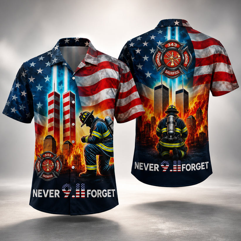 9 11 Firefighter 343 Hawaiian Shirt Courage Sacrifice Tribute Aloha Shirt Useful Gifts For Him