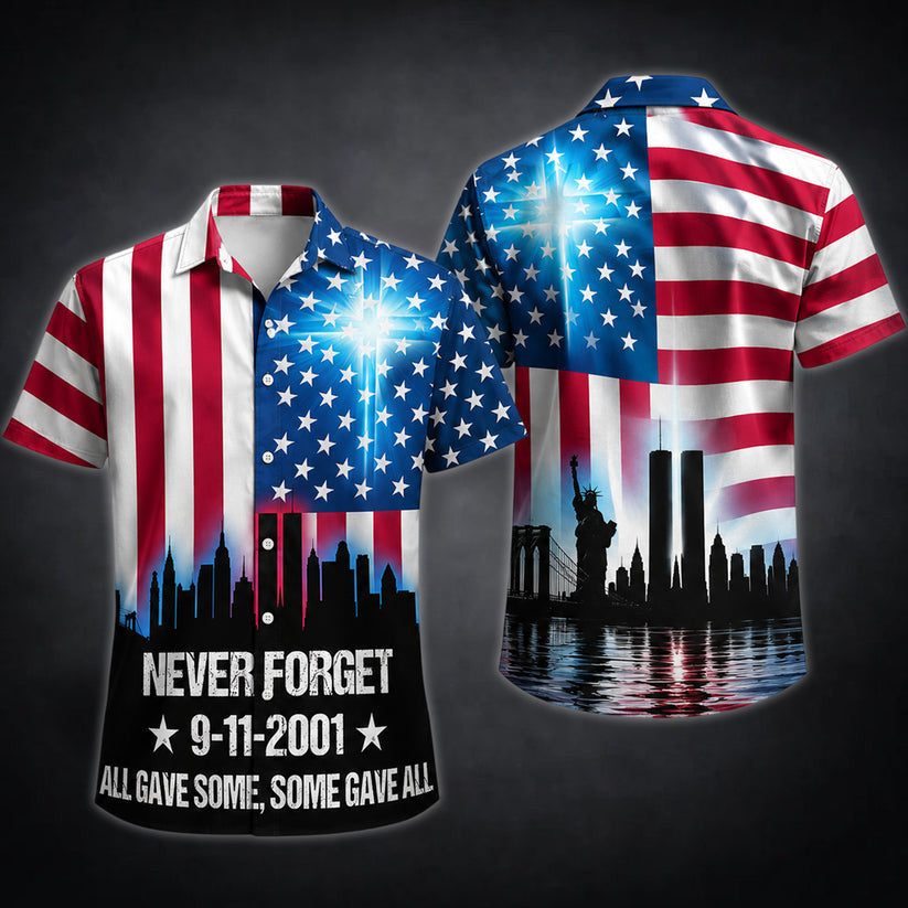 9 11 Liberty Skyline Hawaiian Shirt Stars Of Remembrance Aloha Shirt Men Gift Ideas