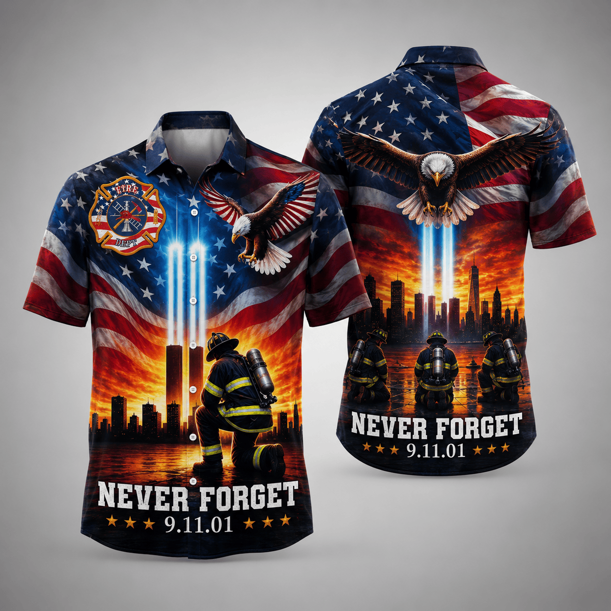 Where Heroes Kneel 9 11 Firefighter Hawaiian Shirt We Will Never Forget Aloha Shirt Gifts