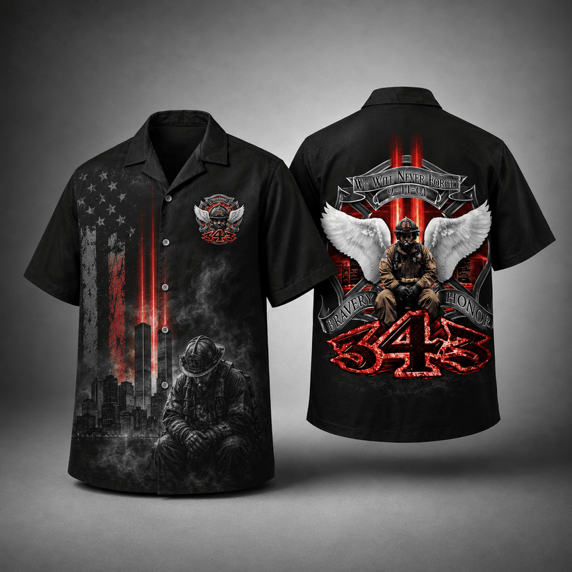 Wings Of Valor 343 Firefighter 9 11 Memorial Hawaiian Shirt 25th Anniversary Memorial Merch