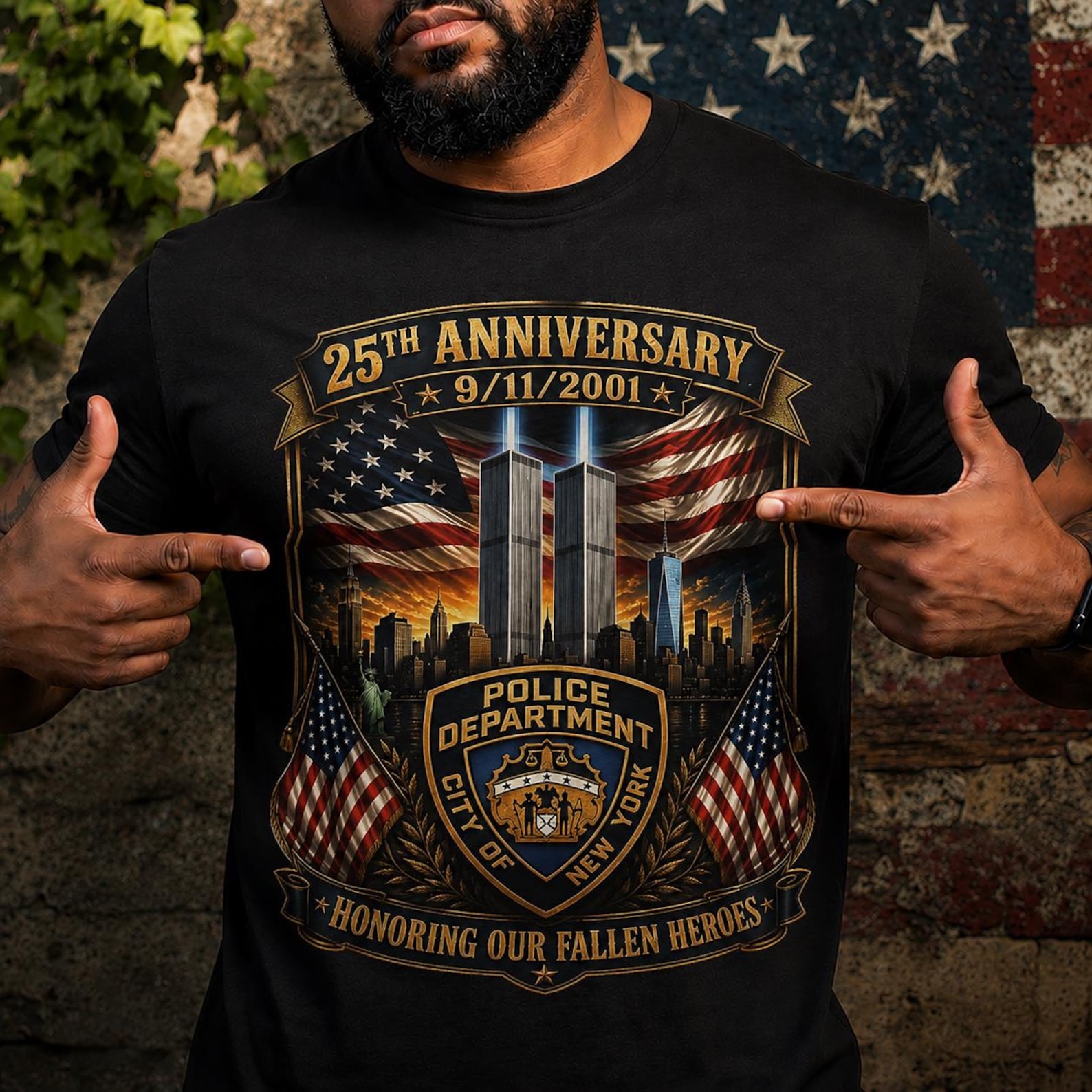 9 11 25th Anniversary T-Shirt Remembering 2001 Tribute Tee Patriot American Flag Memorial Gift