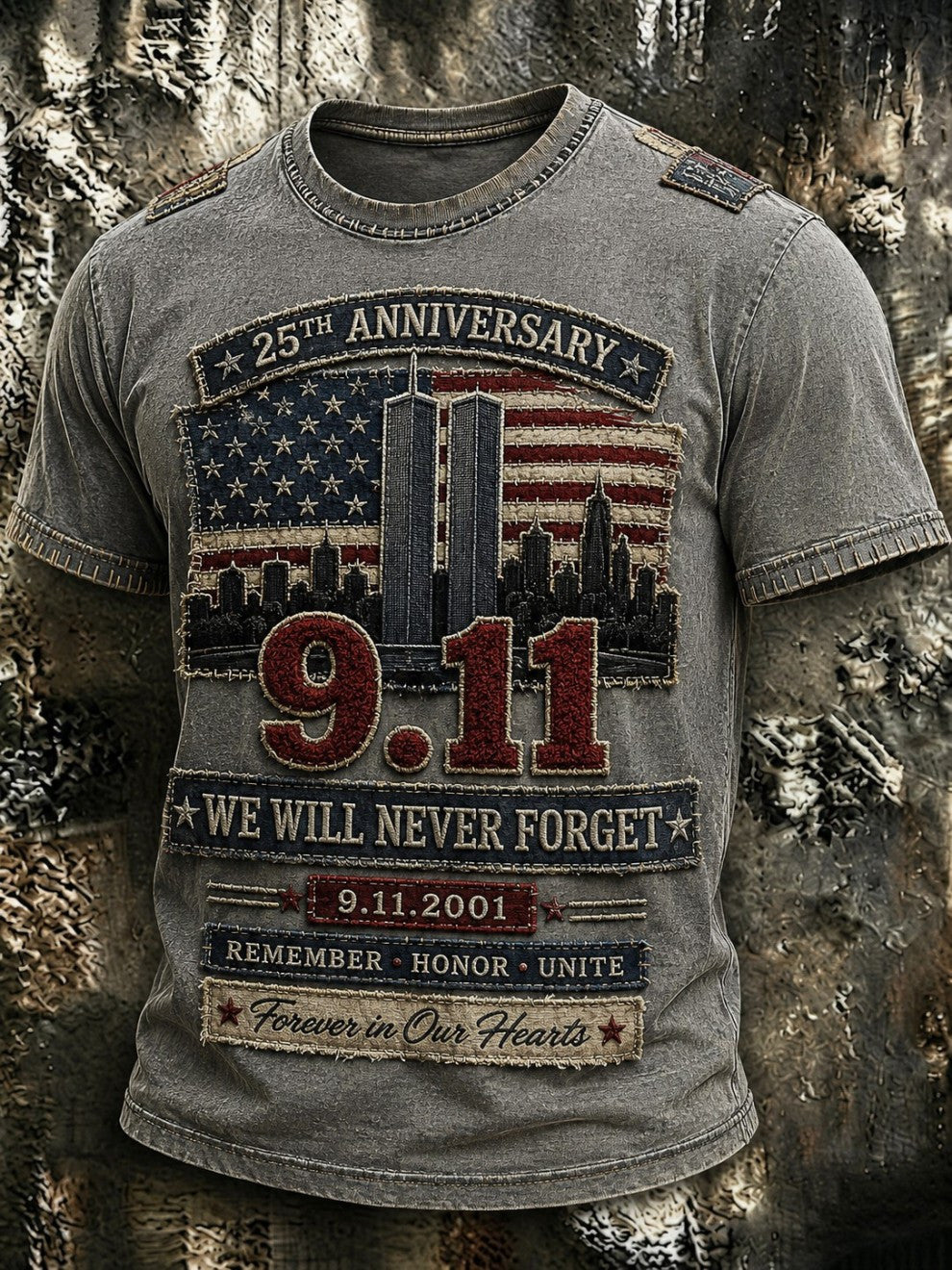 9 11 We Will Never Forget 25th Anniversary T-Shirt US Military Merch Gift For Veteran Fans