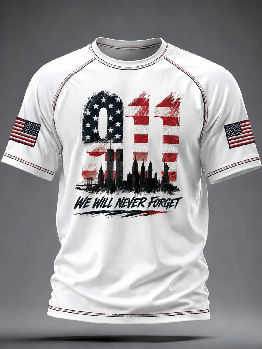 9 11 25Th Anniversary Never Forget T-Shirt 9 11 Commemorative Clothing Great Gift For Patriots