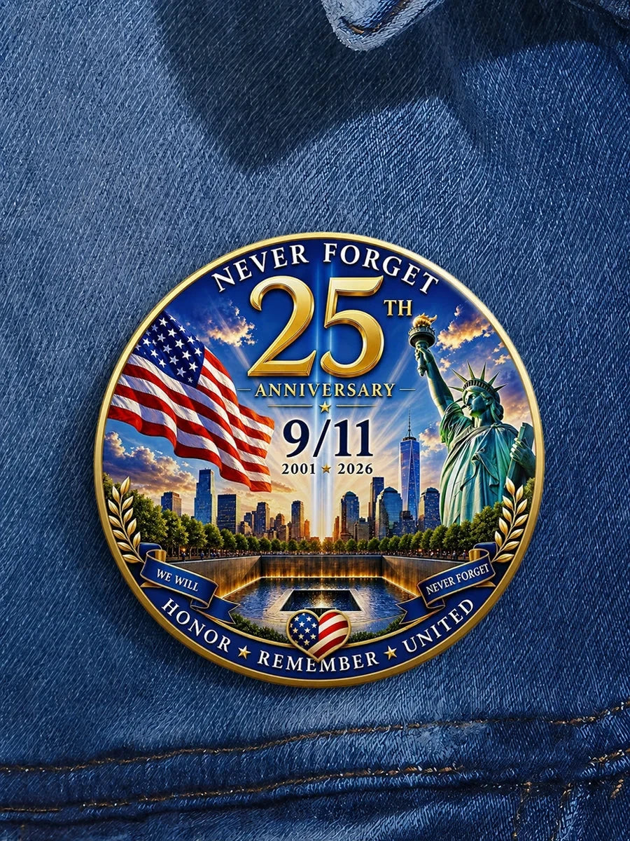 9 11 25Th Anniversary We Will Never Forget Brooch 911 Memorial Merch Unique Gift For Father