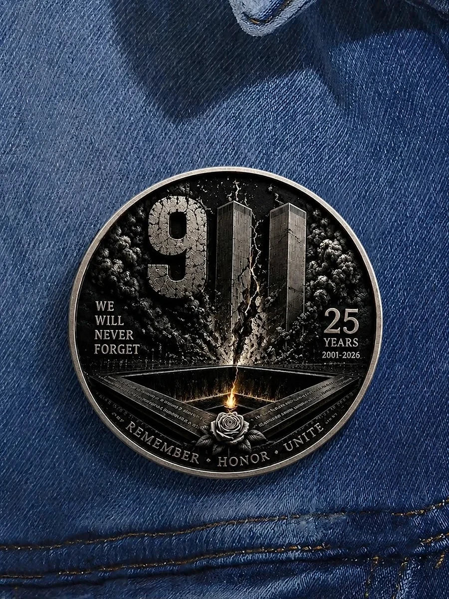 In Memory Of 9 11 Victims Button 9 11 25Th Anniversary Never Forget Merch