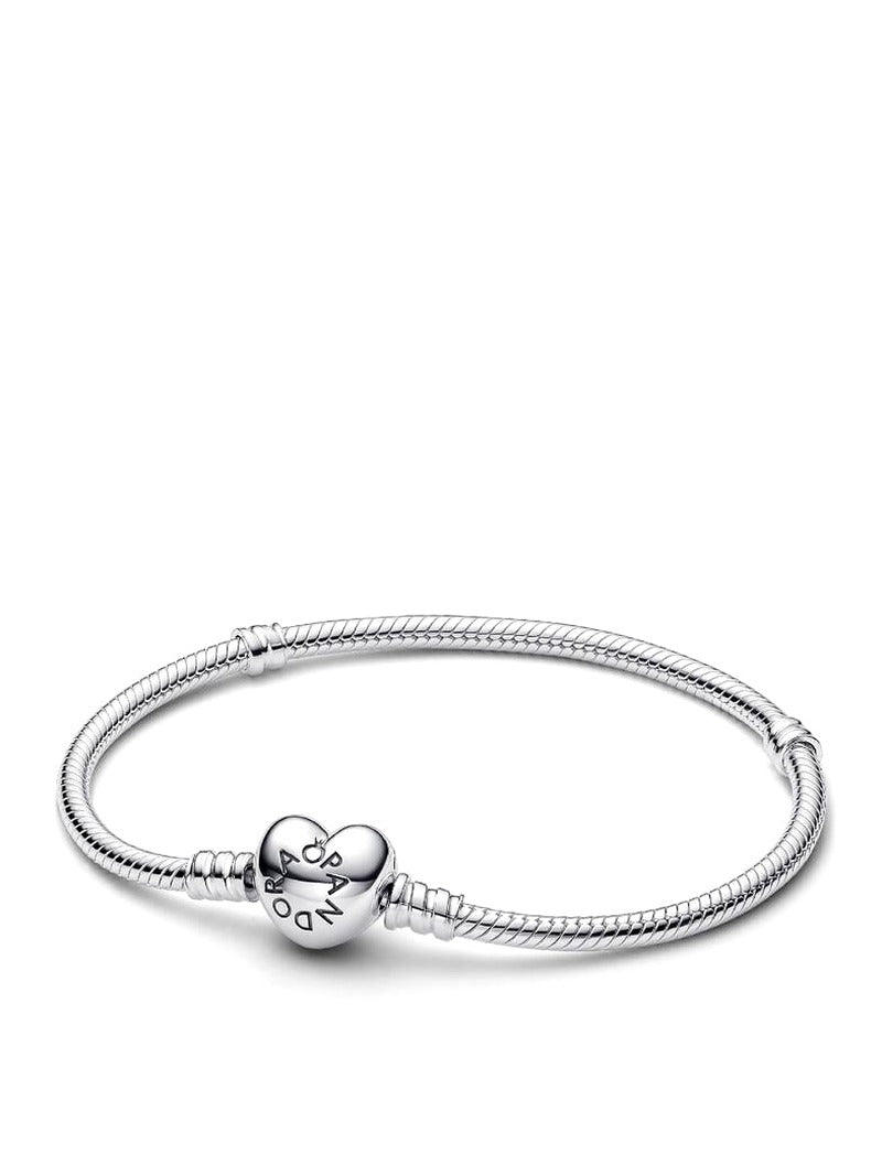 Sterling Silver Engravable Heart Charm Bracelet Set