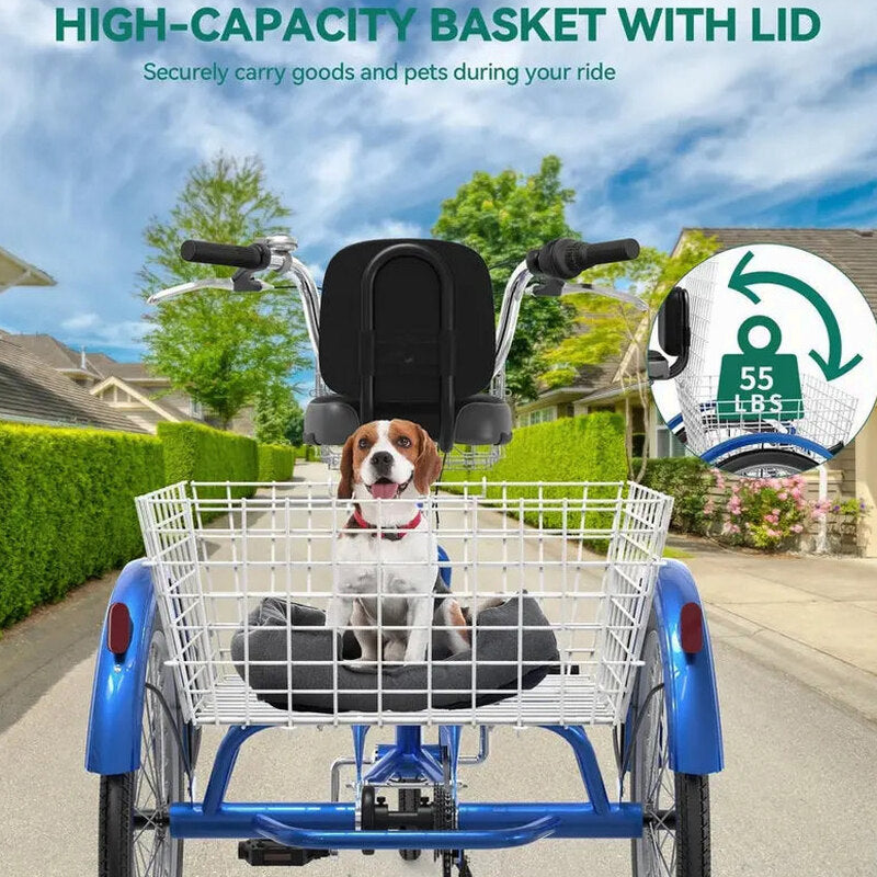 Adult 3-Wheel Pedal Tricycle, 24 And 26 Inch, 7-Speed