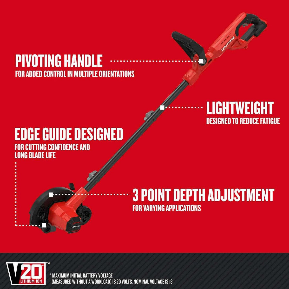 Craftsman V20 Cordless Lawn Edger Tool - CMCED400B