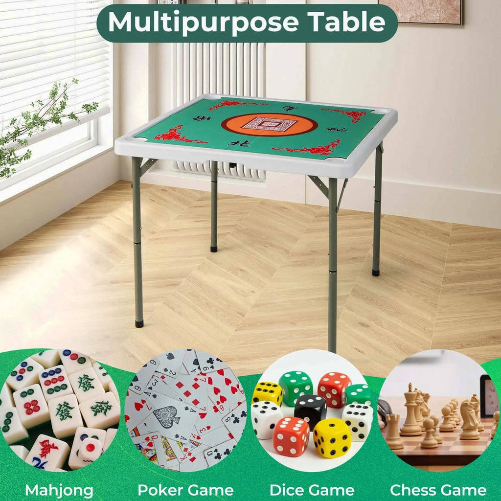 Costway Folding Mahjong Table With Cup Holders, Felt Mat And Carrying Handle - 35in x 35in x 29in
