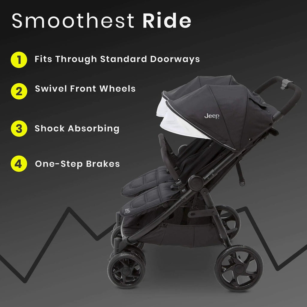 Jeep Destination Ultralight Side x Side Double Stroller, 80 Pounds Total - Destination