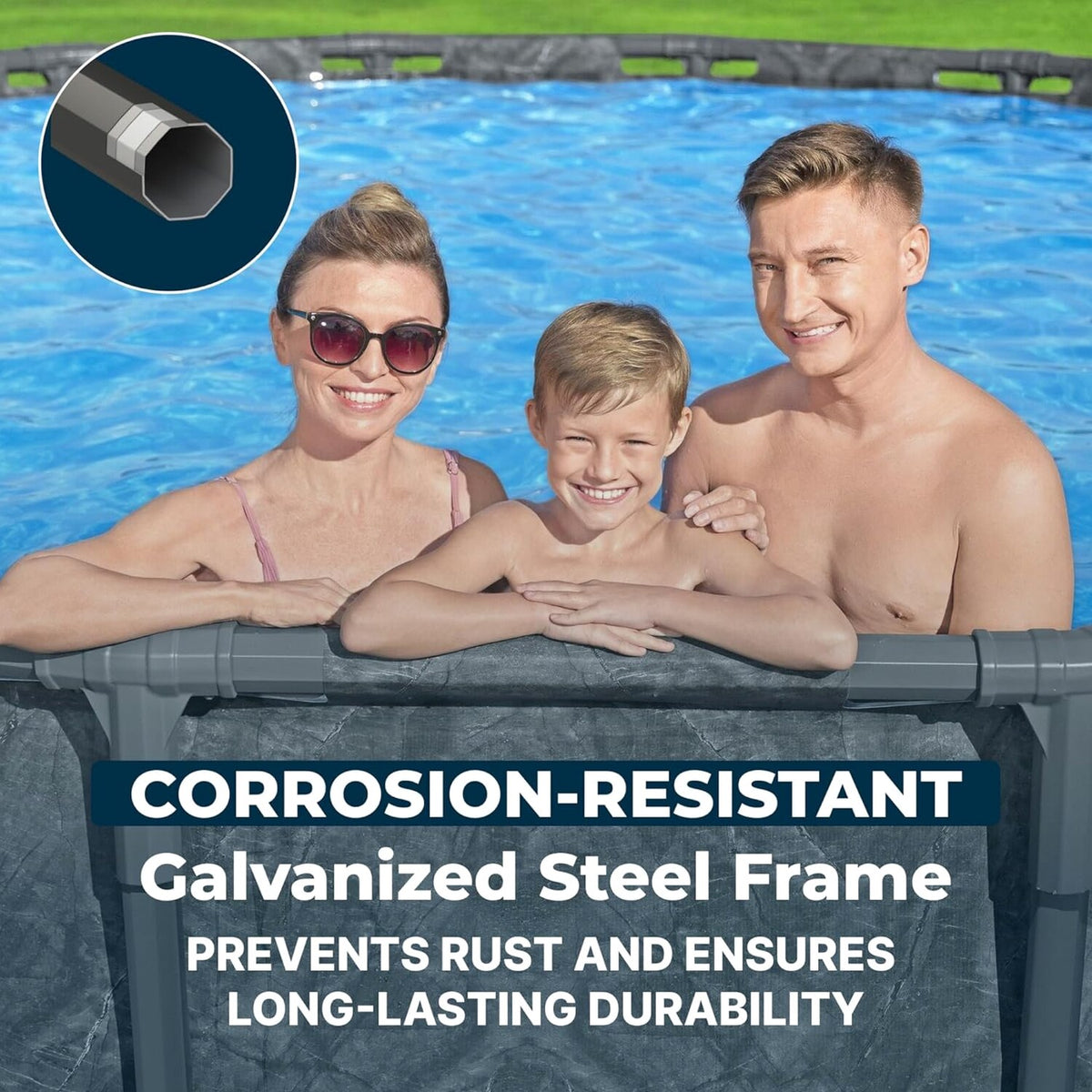 Bestway Above Ground Pool Set, 18 ft x 52 in, Dark Marble - APX 365