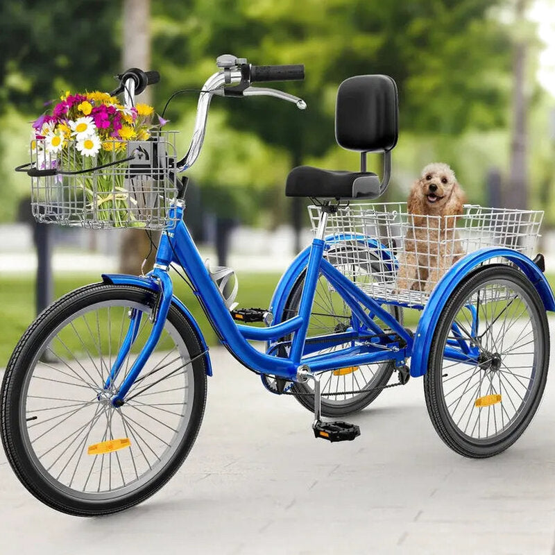 Adult 3-Wheel Pedal Tricycle, 24 And 26 Inch, 7-Speed