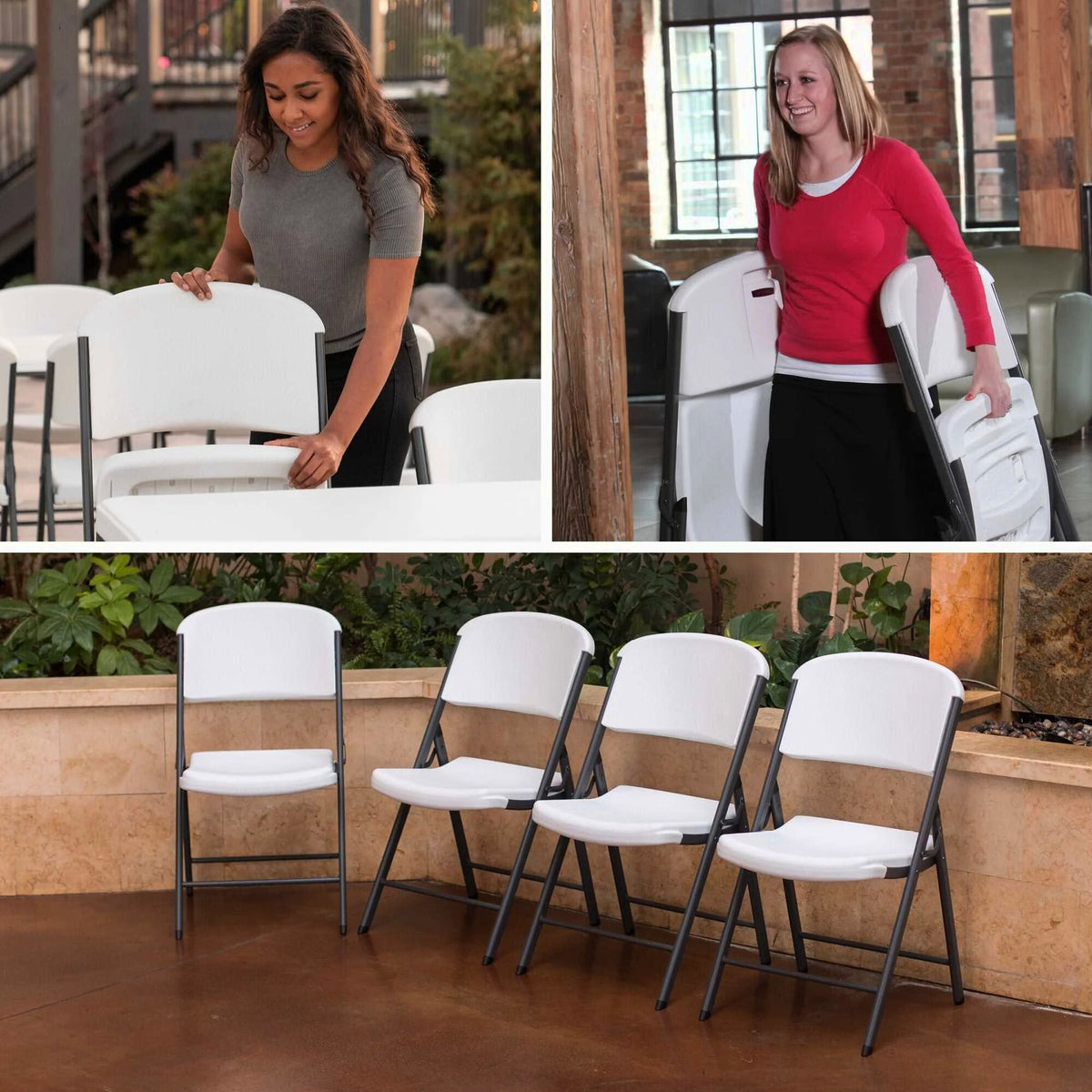 Lifetime 4 8-Foot Rectangle Folding Tables And 32 Chairs Set, White Granite - 80147
